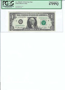 1974 $1 FRN FR1908-D* PCGS 67 PPQ, Cleveland * Note S/N D00252130*!!! - Picture 1 of 2