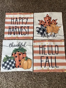 Fall Pillow Covers 18x18 Set of 4 Fall Decor Pumpkin Maple Leaves Cushion Case - Picture 1 of 8