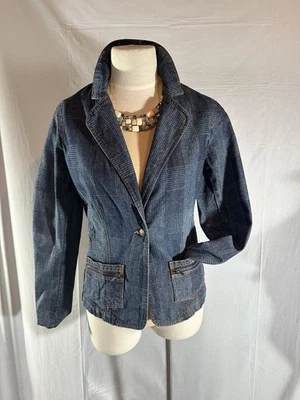 Blazer Denim Caribbean Joe Verdadero Vintage Jean Chaqueta Talla 10 Estilo Diferentes Maneras Foto 1 de 4