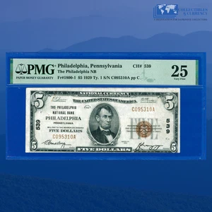 1929 $5 National Bank PHILADELPHIA, PA, Charter #539, PMG VF 25 - Picture 1 of 3