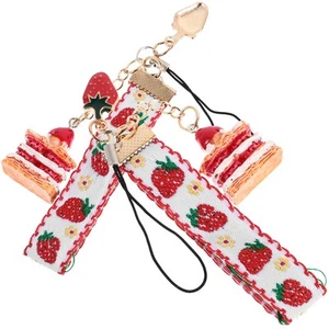 2 szt. Brelok do kluczy Strawberry Bell Dziewczyna Estetyczny Telefon Charm Kieszeń - Zdjęcie 1 z 12