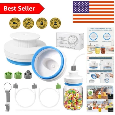 Juego de sellador al vacío Mason Jar para frascos anchos y regulares - Incluye conectores de manguera Foto 1 de 4