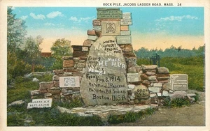 Cartolina d'epoca Rock Pile Jacobs Ladder Road Massachusetts di Chas W. Hughes - Foto 1 di 2