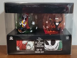 Nightmare Before Christmas Jack And Sally Sip N Socks Set New In Box - Picture 1 of 5