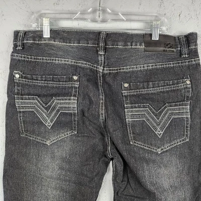 Pantalones de mezclilla Old Skool para hombre 38 negros lavados oscuros pierna recta punto en contraste bordado Foto 1 de 4