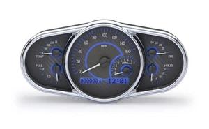 Dakota Digital Universal Elliptical Analog Gauges Carbon Fiber Blue VHX-1016-C-B - Bild 1 von 5