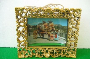 QUADRETTO DORATO CON VEDUTA SICILIA CON LUCE ANNI '80 - Picture 1 of 2