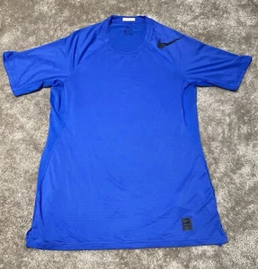 Camisa ajustada tejida Nike Pro Dri-Fit para hombre grande manga corta azul cuello redondo - Imagen 1 de 4