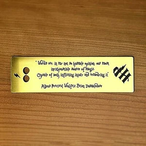 Harry Potter Gold Acrylic Book Mark Dumbledore Engrave Quote Bookmark JK Ro... - Picture 1 of 2