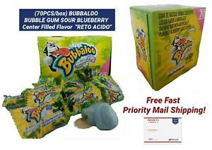 (70PCS/box) BUBBALOO BUBBLE GUM SOUR BLUEBERRY Center Filled Flavor  RETO ACIDO
