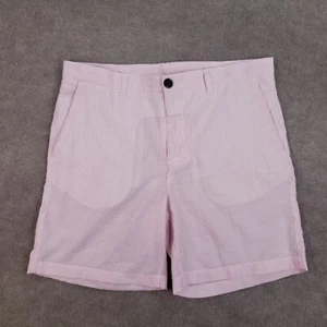 Southern Proper Seersucker Shorts Mens 38 Pink White Chino 9 Inseam Casual - Picture 1 of 15