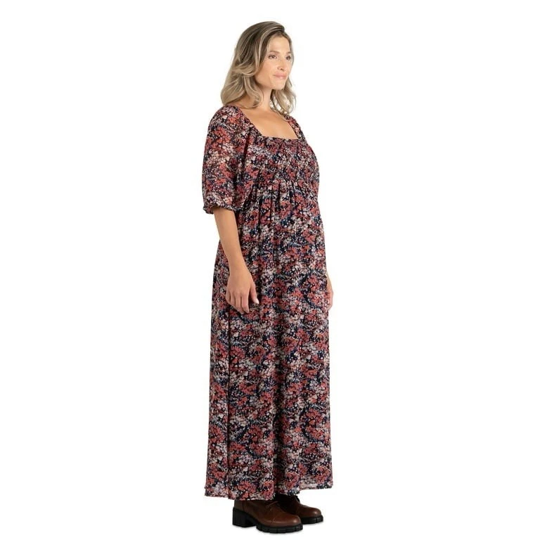 Destination Maternity Women's Smocked Babydoll Maternity Maxi Dress Floral XXL - Image 1 of 4