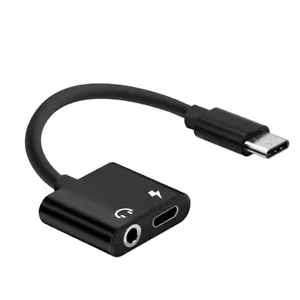 USB Type C to 3.5mm Aux + Type C Adapter Headphone Jack Splitter Audio Charging - Picture 1 of 7