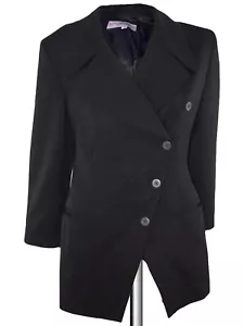 Byblos Jacke Mantel Frau Schwarz Made Italy Wolle Buttons Staggered It 44 L Groß - Bild 1 von 11