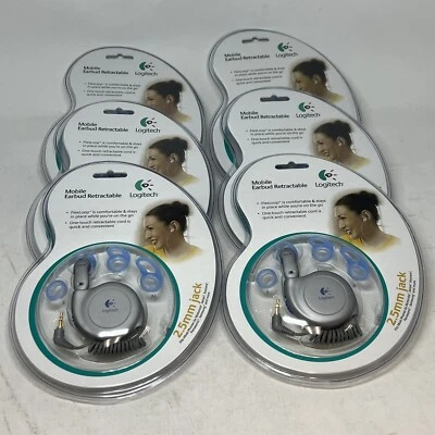 6pcs Logitech Mobile Earbud Retractable 2.5mm 980145-0403 - Image 1 of 3
