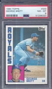 1984 TOPPS #500 GEORGE BRETT ROYALS HOF PSA 8 NM-MINT NEW PERFECT CASE (D)