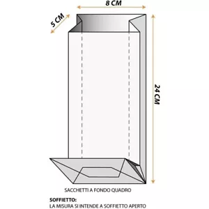 50 pz buste trasparenti per alimenti opp fondo quadro sacchetto con base 8x5x24 - Foto 1 di 3