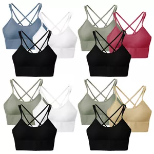 3Pcs Wire Free Sport Bras Workout Weight Support Tank Tops Bra Yoga Sleep Sports - Picture 1 of 24