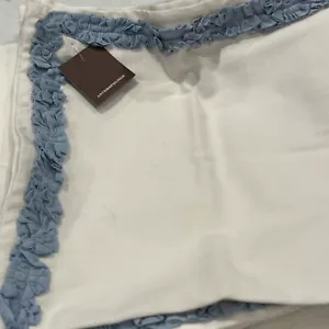 NWT Anthropologie Ruffled Cotton Napkins Set of 6 White With Blue Trim - Picture 1 of 2
