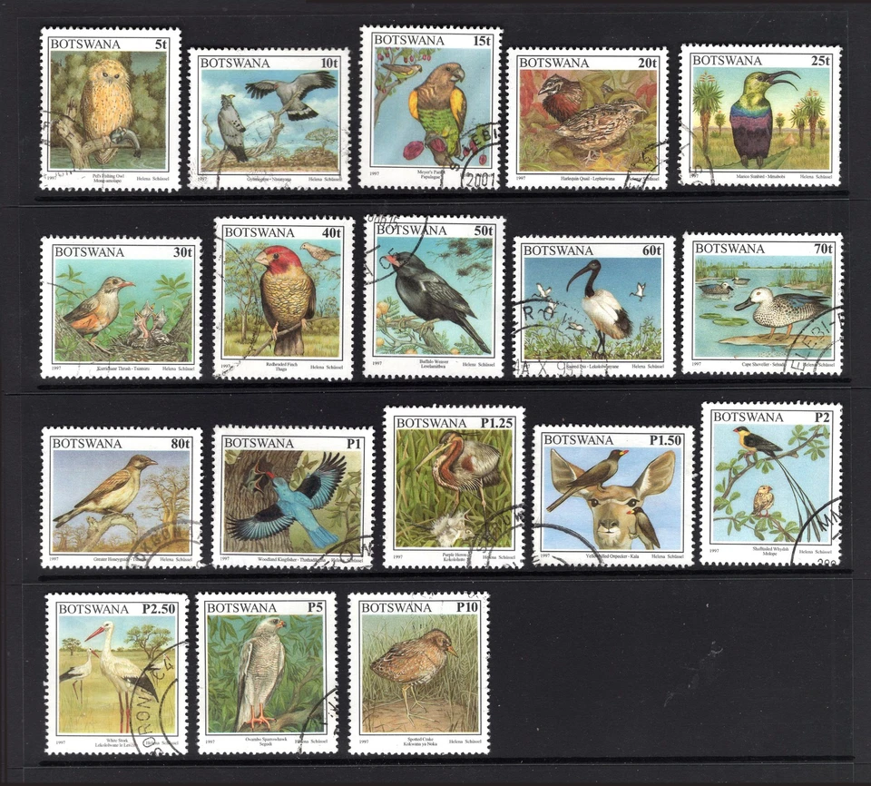 M28036 Botswana 1997 Birds Set X 18 Good to Fine Used Sg 852/69 Cat £49 - image 1 of 1
