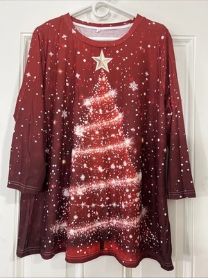 Top de Navidad para mujer talla XXL estampado gráfico manga 3/4 Foto 1 de 4
