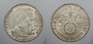GERMANY 1937-A 5 Reichsmark Hindenburg #WC102961 - Picture 1 of 1