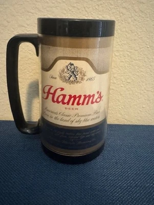 Taza de plástico Hamm's Beer Thermo Serv Stein vintage de 16 oz 6" EE. UU. - rara Foto 1 de 3