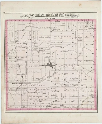 1875 OHIO Plat Map - CENTREVILLE - HARLEM  Township DELAWARE County (14x13) - Image 1 of 4