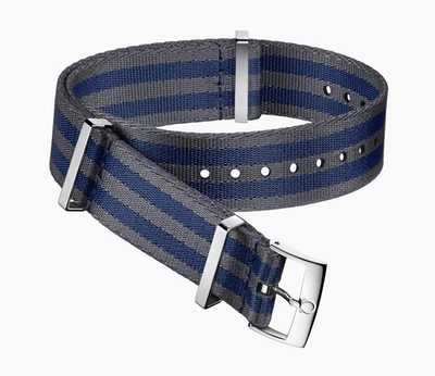 Omega Polyamide 20mm Gray & Blue Fabric Watch Strap Band CWZ007886 Authentic OEM - Image 1 of 4