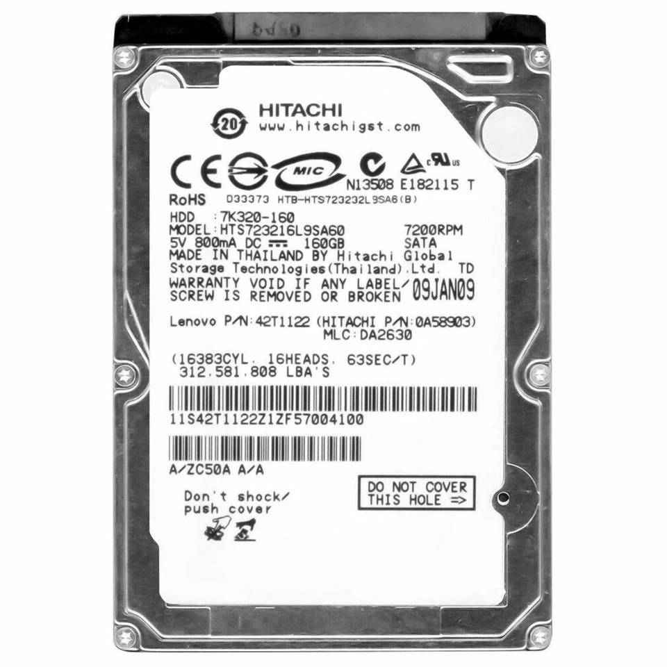 Disque Dur 160gb hitachi SATA 2,5 " Interne Hts723216l9sa60 L Remis à Neuf - Photo 1/1