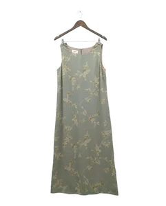 Maxi abito vintage Talbots senza maniche verde floreale rayon cottagecore zip autunno taglia 12 - Foto 1 di 6