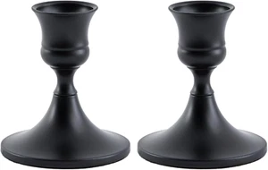 Black Taper Candle Holder, Candlestick Holders, Vintage Metal for Table Centerpi - Picture 1 of 12