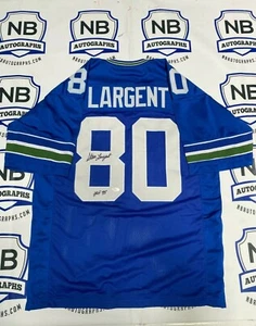 Steve Largent Signed Seattle Seahawks Custom Jersey HOF 95 JSA COA Throwback - Picture 1 of 9