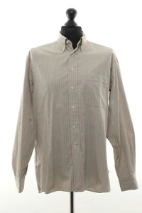 Lorenzini Casual Shirt Size 40 M Gray Red Striped Long Sleeve Button-Down X9 - Picture 1 of 5