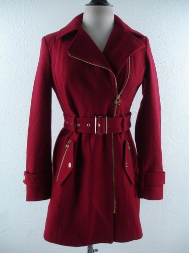 Cappotto trench donna tg PS Michael Kors rosso scuro misto lana con cintura zip intera