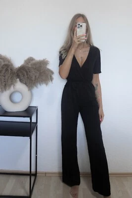 Damen Hailys Overall Einteiler Jumpsuit Schwarz Gr. XS-XXL - Bild 1 von 4