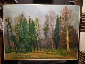 Huile sur toile. Paysage de forêt. Jean Campistron 60x81cm - Foto 1 di 6