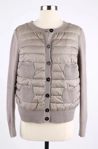 $985 Moncler Down Padded Cardigan SZ L Grey - Picture 1 of 9