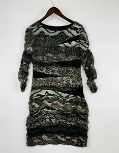Alberto Makali Womens Y2K Mob Wife Ruched Bodycon Dress Size 8 Snakeskin Print - Picture 1 of 20