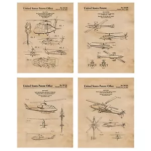 Classic Military Helicopter Patent Prints, 4 (8x10) Art Decor Home Work Office - Picture 1 of 10