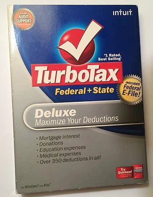 Intuit TurboTax 2008 Deluxe Edition Federal + State LNC! - Image 1 of 4