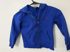 Polo Ralph Lauren Hoodie Full Zip Up Jacket 6 Blue W/ Red Logo - Picture 1 of 4