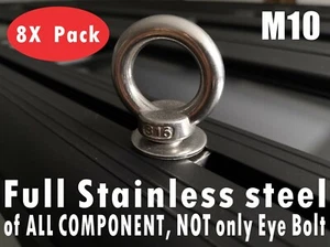 Rhino rack eye bolt kit tie down M10 8 pack full stainless steel (hold down kit) - Foto 1 di 10