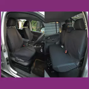 VW Volkswagen Amarok 2011-2022 Black Waterproof Tailored Front+Rear Seat Covers - Picture 1 of 3