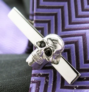 Punisher Calavera Corbata Barra Tono Plateado Cráneos Góticos Clásico Hombres Corbata Clip - Imagen 1 de 11