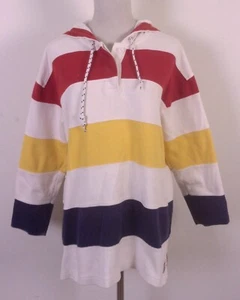 vintage 80s 90s Jones New York Sport Colorblock Hoodie Sweatshirt Hudson Bay M - Picture 1 of 6