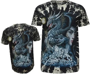 Camiseta para hombre dragón chino dama ciclista que brilla en la oscuridad gótica tinte M - 3XL - Imagen 1 de 3