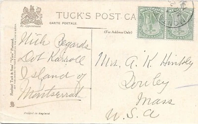 Montserrat 191(?) Tuck PC of Parliament St (mirando hacia el sur) Plymouth enviado por correo a EE. UU. Foto 1 de 2