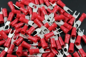 18-22 STÄRKE VINYL SPATEN #6 STECKER 100 STK ROT CRIMP TERMINAL AWG GA AUTO RVST6 - Bild 1 von 2