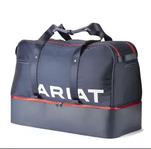 NEW! ARIAT Grip Heavy Duty Duffle Tote Bag Navy / Red, MSRP $229.95, NOTE: FLAW - Picture 1 of 24
